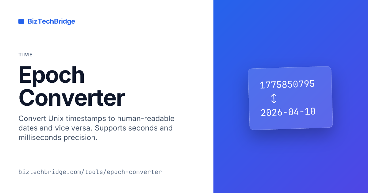 Free Epoch / Unix Timestamp Converter | BizTechBridge